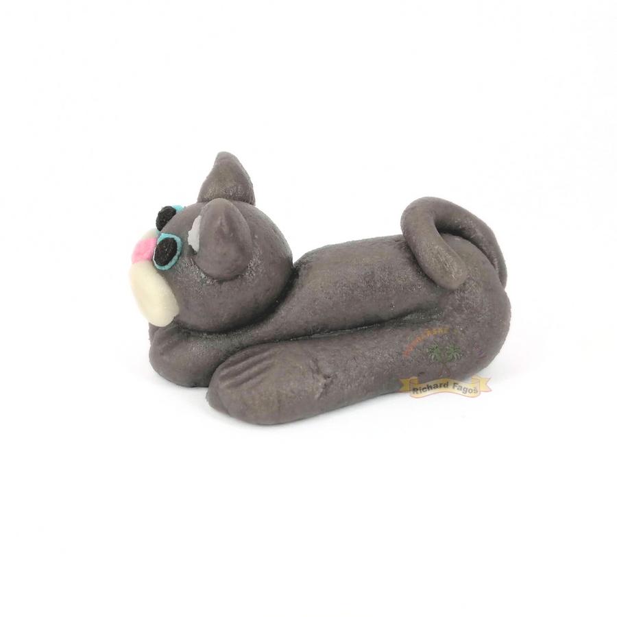 Příležitostná postavička kočička šedá ležící