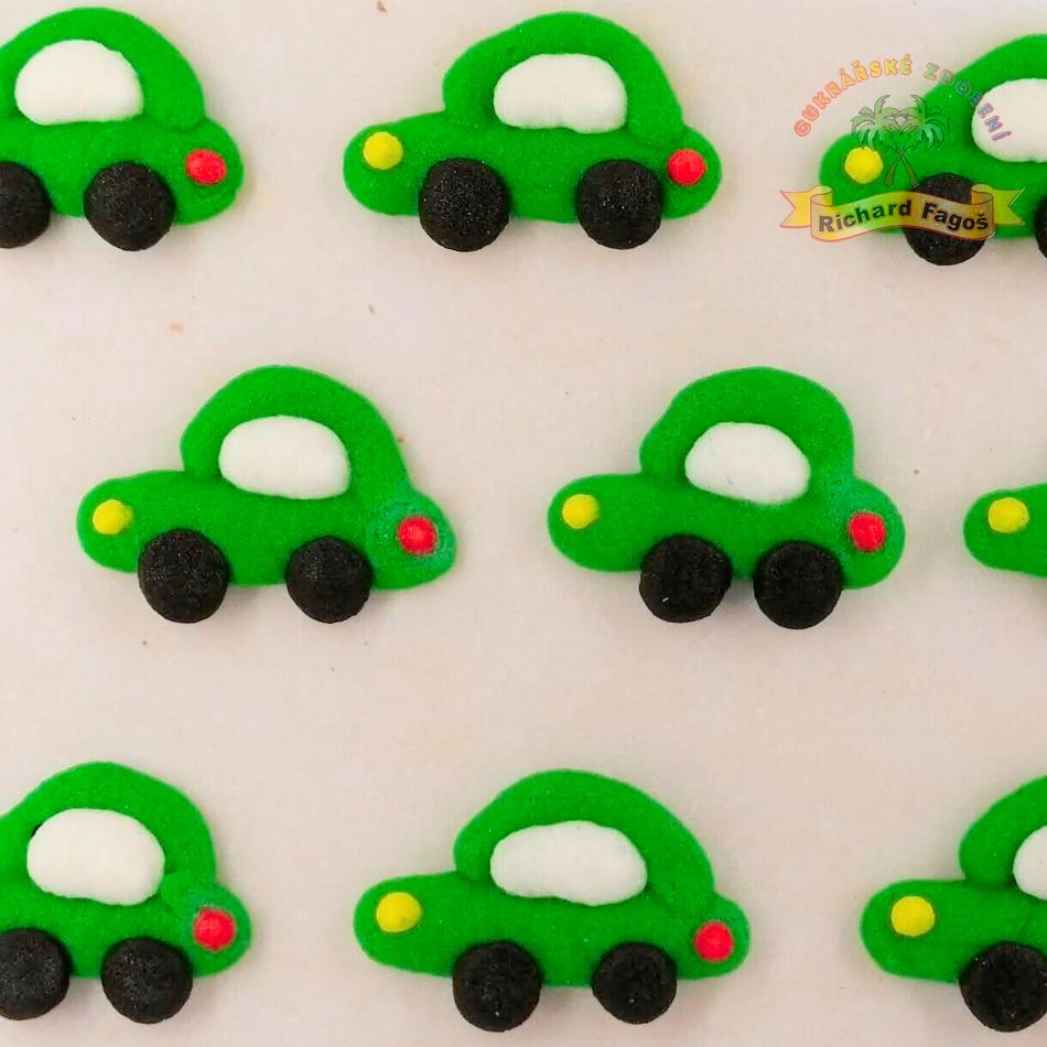 Cukrové dekorace zelená autíčka